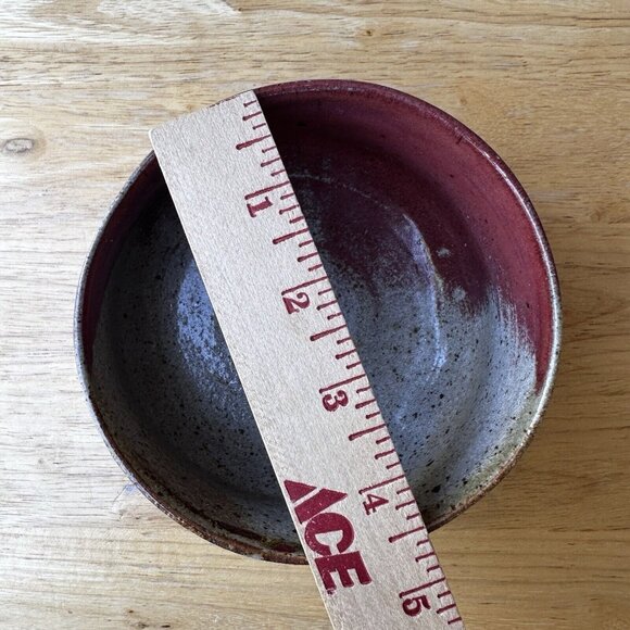 Empty Bowls‎ Art Pottery Bowl Red Beige Cross Motif Speckled 4.5" x 2.75" Signed - Picture 13 of 13